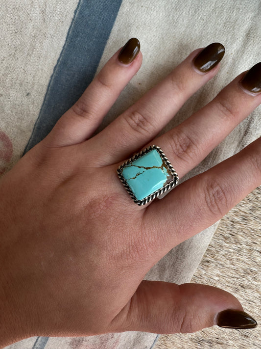 Number 8 Turquoise Square Ring