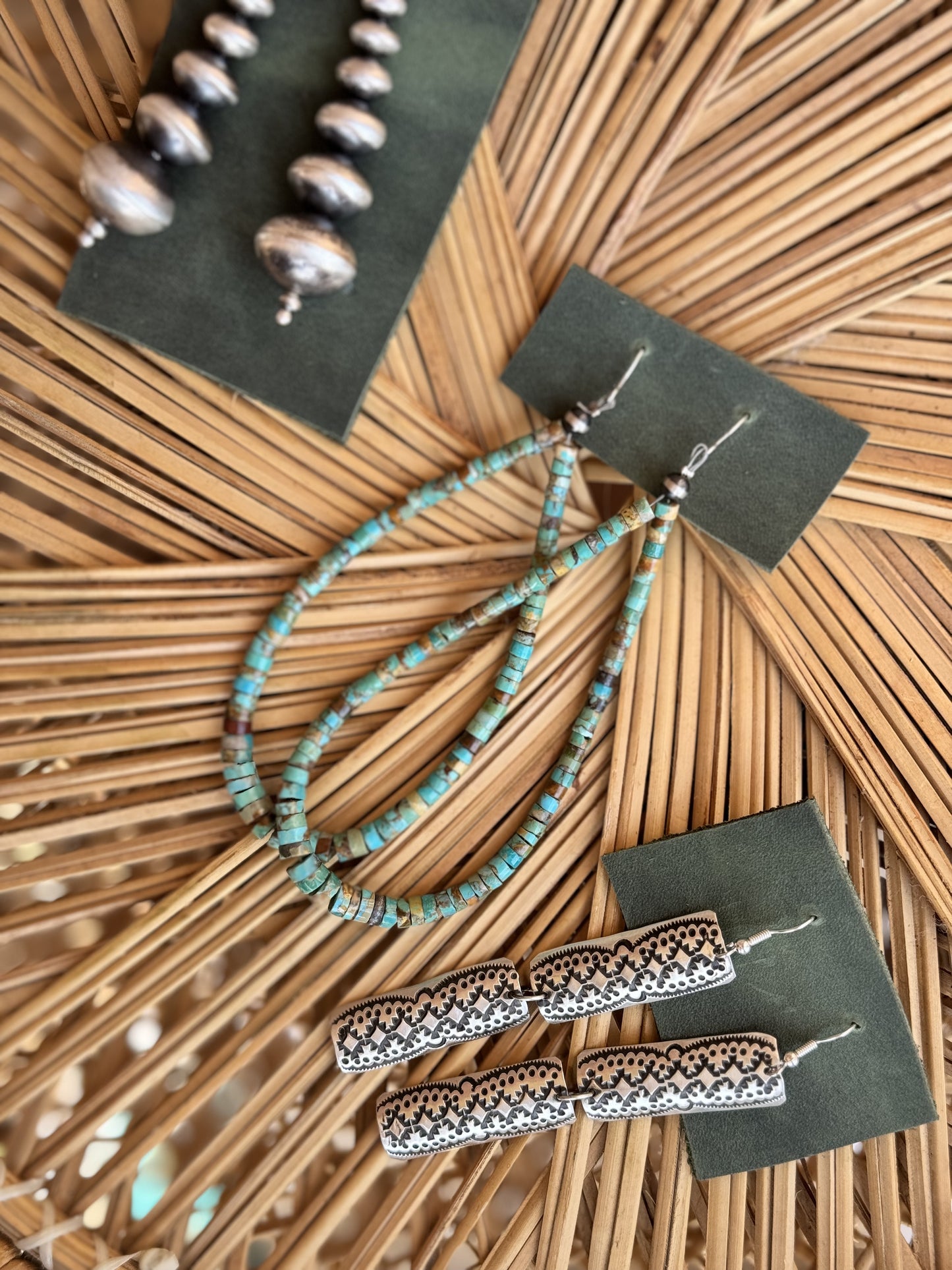 Long Hoop Turquoise Earrings