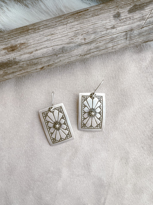 Sterling Concho Card Earrings